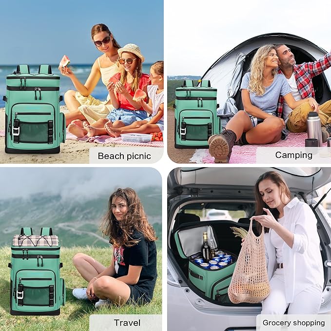 Large Waterproof Insulated Cooler Backpack for Men & Women, Leak Proof Cooler Backpack for Camping, Beach, Fishing, Picnic, Travel, Outdoor, 30L, 48Cans