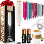 Zulay Kitchen Milk Frother Handheld with 2 Duracell AA Batteries – Electric Drink Mixer for Coffee, Lattes, Cappuccinos, Matcha & Hot Chocolate – Portable Foam Maker & Coffee Bar Accessory