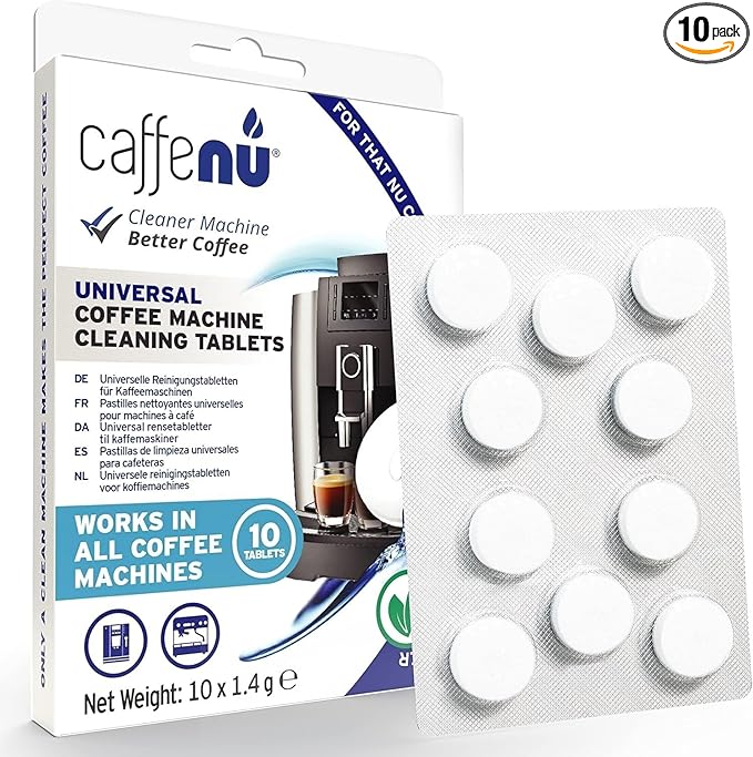Coffee Machine Cleaner Tablets. 10 x 0.05 oz. Used Every 100 cups. Auto, Bean to Cup & One Touch Machine Cleaning Tablets. Used with Descaling