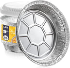 Fit Meal Prep 45 pack 9" Round Aluminum Foil Pans with Clear Dome Lids, Pie Tins Disposable 9 inch with Lids, Take Out Containers, Freezer Oven Safe Aluminum Baking Pans for Storing, Cooking, Storage
