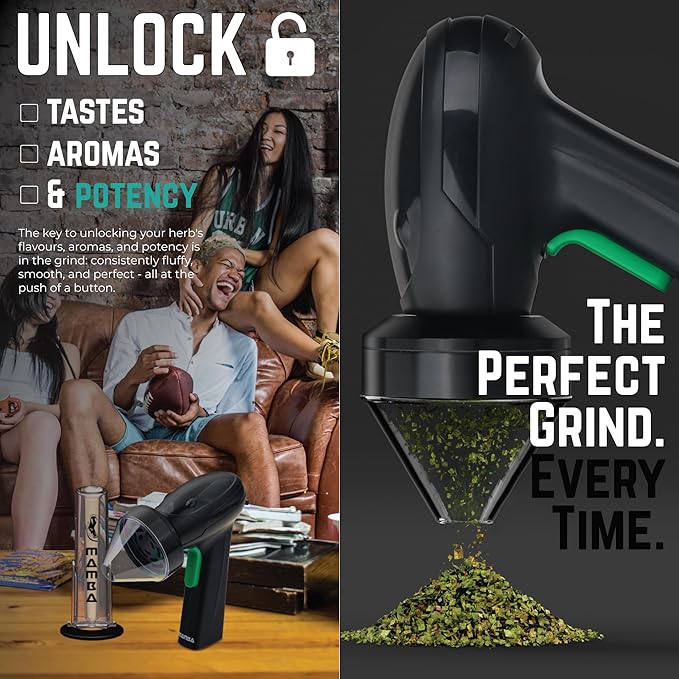 Mamba Monster 3.5g USB Electric Herb Grinder. Large Capacity Portable Metal Herbal Machine & Spice Mill for the Kitchen (Black)