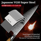 TIVOLI Damascus Chef Knife – Japanese VG-10 Professional Kitchen Knife for Meat and Vegetables with Ergonomic Olive Wood Handle, Gift Box Included, Ideal Gift for Dad & Mom