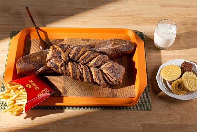 Plastic Fast Food Serving Tray,16.95 by 11.82-Inch,Set of 12 (Orange)