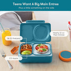 Omie OmieBox UP bento Box for Kids | Insulated Lunch Box | Leak Proof Vacuum Insulated Thermal Food jar | Cooler ice Pack | 2 Compartments (Teal Green)