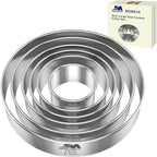 M JNGMEI 6 Pieces Stainless Steel Cookie Cutter Set 2'', 3'',3.5'', 4'',5''and6'' Biscuit Plain Edge Round Cutters large Sizes Shape Molds Ranging from 2-6 Inches GIFT PACKAGE