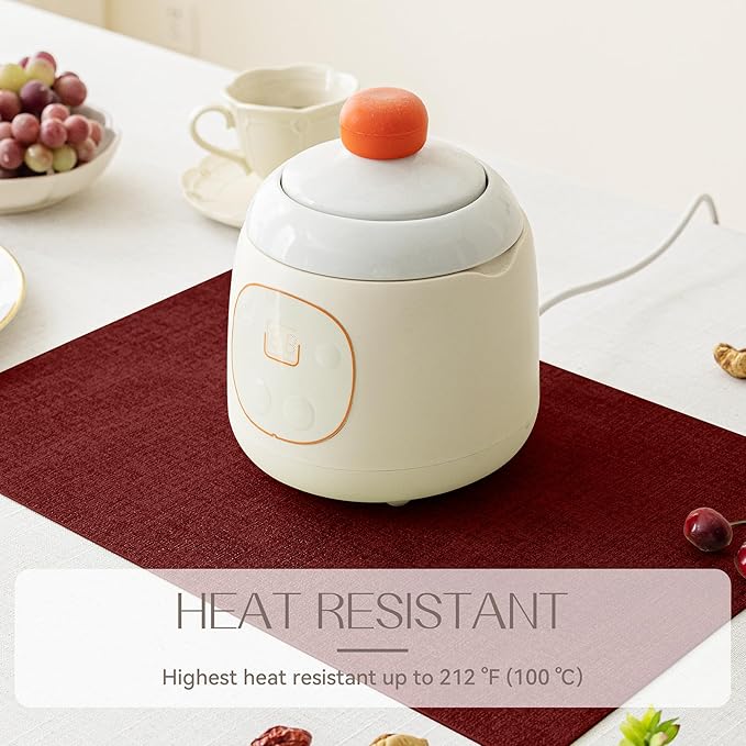 Romanstile Vinyl Placemats Set of 4-12 X 18 Inch - Heat Resistant Place Mats 100% Waterproof Oilproof Wipeable Reversible Faux Leather Table Mats for Kitchen/Dining/Party/Outdoor, Red