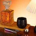 Large Marble Whiskey Glasses, Bourbon Gifts for Men, Old Fashioned Bourbon Drinking Glass Freezable, Christmas, Anniversary, Birthday Gifts (Black plus)