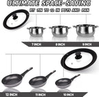 Tempered Glass Lid Set of 2 - Universal Lids with Heat Resistant Silicone Rim for Pots, Pans and Skillets - Pan Cover Replacement Lids Fit 7", 8" & 9" and 10", 11" & 12" Diameter Cookware