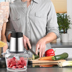 220V Food Processor & 2L Meat Grinder Chopper for for Meat, Vegetables, Fruits and Nuts,4 Bi-Level Blades, Stainless Steel (EU Plug pro)