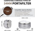 54mm Coffee Distributor and Tamper,Dual Head Coffee Leveler Fits for Breville 54mm Portafilter,Professional Espresso Hand Tamper.(Silver)