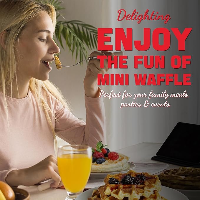 4 Inch Double Mini Waffle Maker Machine, Chaffle Maker, Waflera Electrica, Small Waffle Iron for Waffles, Keto Chaffles, Hash Browns, Cookies, Non-stick Plates
