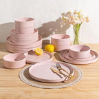 AmorArc Ceramic Dinner Plates Set of 6, 10.25 Inch Stoneware Plates for Kitchen,Modern Flat Dinnerware Dishes Set,Microwave& Dishwasher Safe, Scratch Resistant-Pink