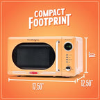 Nostalgia Retro Compact Countertop Microwave Oven 0.7 Cu. Ft. -700-Watts with LED Digital Display-Child Lock-Easy Clean Interior-Orange