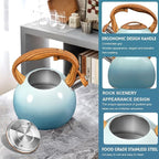GGC Tea Kettle for Stove Top, 3.1QT/3L Whistling Tea Kettles for Boiling Water Coffee or Milk, Gradient Gray Tea Pot with Wood Parttern Handle, Stainless Steel Tea Pot for Home and Kitchen
