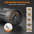 SIMPLETASTE Electric Salt and Pepper Grinder Set Rechargeable with LED Light and Dust Cover, Automatic Pepper Mill Shakers with Adjustable Coarseness, One Hand Operation for Kitchen, Dining, Gifting