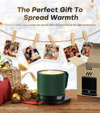 Heated Coffee Mug Rechargeable - Temperature Control Self Heating Coffee Mug 14oz with Lid, Double Sided & Real-Time LED Display, Hot up to 150℉, Birthday Gifts for Women and Men(Green)