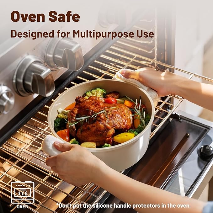 SENSARTE Ceramic Nonstick Cookware Set, Non-toxic Healthy Pots and Pans Set Ceramic Coated Kitchen Cooking Set, Free of Intentionally Added PFAS/PTFE, Dishwasher&Oven Safe Induction Compatible, 13pcs