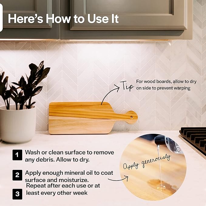 Thirteen Chefs Mineral Oil - 64oz Food Grade Conditioner for Wood Cutting Board, Countertop & Butcher Block, Lubricant for Knife or Meat Grinder - Safe USP Finish on Marble, Soapstone