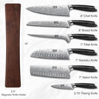 7 Pieces Knife Set with Magnetic Knife Holder, Ultra Sharp Powder Steel Kitchen Knives Set, Professional Chef Knife Sets with Ergonomic Pakkawood Handle