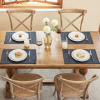 Blue Forest Placemats Set of 4, Dual-Layered Thickened Faux Linen Cloth Place Mats Heat Resistant Machine Washable Wrinkle Free Table Mats Indoor/Outdoor (Dark Grey)