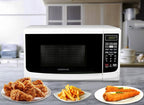 Farberware Countertop Microwave 700 Watts, Cu. Ft. - Microwave Oven With LED Lighting and Child Lock - Perfect for Apartments and Dorms - Easy Clean Grey Interior, Retro White