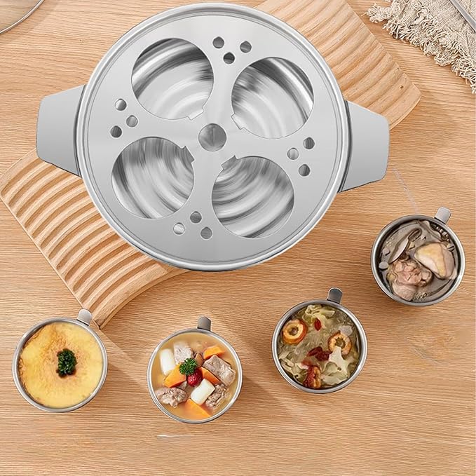 Egg Poacher Pan, Poached Egg Pan Stainless Steel Egg Pan with 4 Cups Egg Cooker Poached Egg Maker for Kitchen (without coating,with Oil Brush and Spatula)