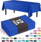 12-Pack Premium Plastic Tablecloth 54in. x 108in. Rectangle Table Cover - Dark Blue