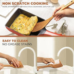 Acacia Wood Kitchen Utensil Set 9PC - Natural Wooden Cooking Tools for Nonstick Pans&Stir Frying, Scratch-Proof & Heat Resistant, Sturdy & Lightweight with Spoon Rest(Spatula/Spoon/Salad Fork)