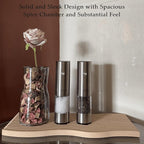 Electric Salt and Pepper Grinder Set, USB Rechargeable, Stainless Steel Automatic Salt and Pepper Mill Grinder with Adjustable Coarseness, Electric Salt Shakers, LED Light, Refillable (2 Packs)