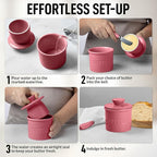 Zulay Kitchen Porcelain Butter Crock With Lid & Knife - Authentic French Butter Dish For Fresh & Spreadable Butter - Dragonfruit