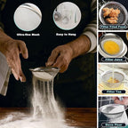 4+3 Stainless Steel Colander Set, 4 Sizes (1.8 qt, 2.3 qt, 3 qt, 4 qt) with 1 Mesh Strainer + 2 10-inch Stainless Steel Round Plates, for Washing Rice, Fruits, Vegetables, Draining Pasta, Meat