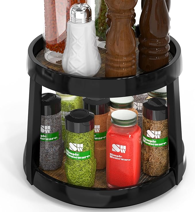 Simple Houseware 10-Inch 2 Tier Lazy Susan Multifunctional Organizer, Rustic Brown