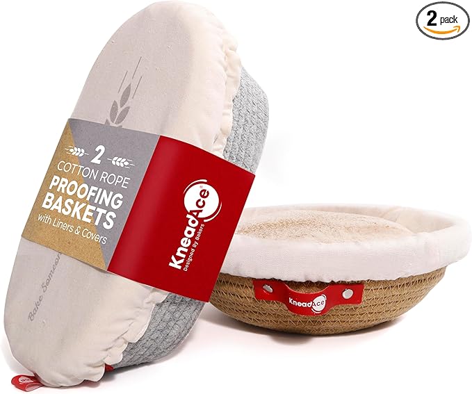 Cotton Rope Banneton Bread Proofing Basket Set, Oval & Round Bread Baskets with Liners & Covers for Artisan Bread Baking, Sourdough Bread Baking Supplies