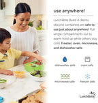 LunchBots Build -a- Bento Lunch Box, Silicone Bento Box for Kids, Multi-Compartment Lunch Container, Oven & Dishwasher Safe, BPA Free, 28 oz - Light Blue