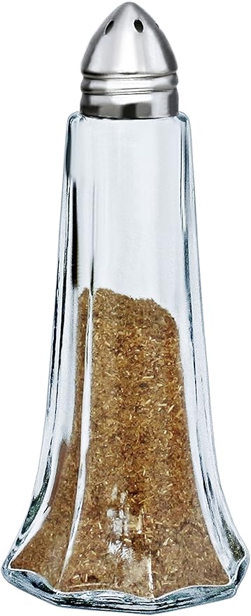 New Star Foodservice 22407 Glass Tower Salt and Pepper Shaker with Stainless Steel Top, 1-Ounce, Set of 12