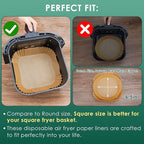 Air Fryer Paper Liners: 125Pcs Parchment Paper, Air Fryer Liner Disposable, Oilproof Waterproof Airfryer Basket Liner Square (6.5inch)