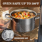 Rorence Stainless Steel Stock Pot, Tri-Ply Base Large Pot Induction Cooking Pot with Lid for All Stoves, Oven & Dishwasher Safe, 6-Quart