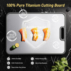 2 in 1 Pure Titanium Cutting Boards for Kitchen Chopping Board with Handle Large Big Small Kitchen Meat Butcher Block Not Stainless Steel Wood Bamboo Glass Rubber Plastic Silicone Acrylic Teak Sink