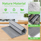 Large Stone Drying Mat for Kitchen Counter, Collapsible Quick Dry Stone Bath Mats for Bathroom, Ultra Absorbent Diatomaceous Earth Dish Mat for Dishes Cups Cookware Countertop, 23.23'' x 15.4'', Grey