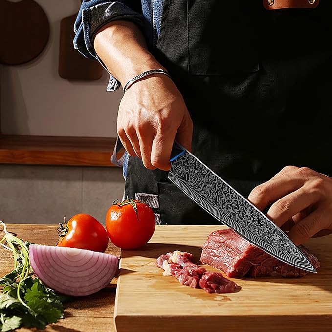 FINTISO Chef Knife 8 inch, 67-Layer Japanese Damascus Steel Kitchen Knife, Sharp Knife with G10 Handle, Professional Cooking Knives for Home and Kitchen