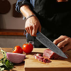 FINTISO Chef Knife 8 inch, 67-Layer Japanese Damascus Steel Kitchen Knife, Sharp Knife with G10 Handle, Professional Cooking Knives for Home and Kitchen