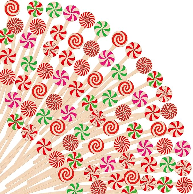 360 Pcs Christmas Candy Wooden Coffee Stirrer Disposable Wooden Cocktail Drink Stirrers Christmas Stir Sticks Beverage Mixer for Coffee Milk Cocktail Tea Hot Drinks Party Supplies(Cute)