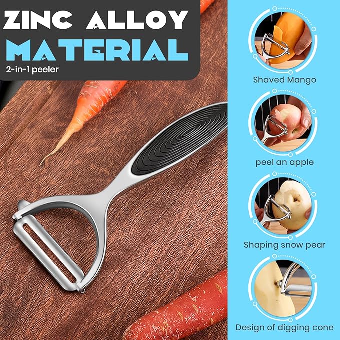 Professional Stainless Steel Vegetable Peeler - Ultra Sharp Y & I Shape Potato Peelers with Non-Slip Soft Grip Handle, Effortless Carrot & Fruit Peeling Kitchen Tools, Set of 2