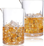 2 Pcs Cocktail Mixing,Crystal Glass Engraved Cocktail Stirring Glasses,24oz Drink Stirring,Thick Weighted Bottom,Professional Bartender's Mixer Glasses,Bar Tools.