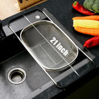 Over The Sink Colander 6 Quart Stainless Steel Fine Mesh Strainer Basket & Expandable Rubber Grip Handles - Strain, Drain, Rinse Fruits, Vegetables