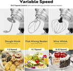 VIVOHOME 6 in 1 Multifunctional Stand Mixer with 8.5 Quart Stainless Steel Bowl, 660W 10 Speed Tilt-Head Meat Grinder, Juice Blender, Vegetable Slicer, Pasta and Cookie Maker, Silver