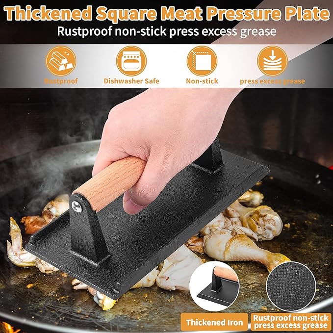 Blackstone Breakfast Kit Pancake Batter Dispenser 9PCS Griddle Accessories Set - Included Pancake Batter Dispenser Bacon Press Egg Rings Hamburger Press Patty Maker Brush and Oil Separating Paper