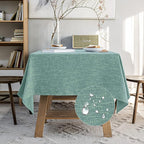 Waterproof Cotton Linen Tablecloths Rectangle Dining Table Cloth, Wipe Clean Indoor & Outdoor Table Cover for Buffet Party and Banquets, Wrinkle Resistant（54"x86"） Onyx Green