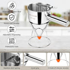 Stainless Steel Pancake Batter Dispenser with Squeeze Handle and Multi-Nozzle, for Pancakes, Cupcakes, and Baked Goods. 20 oz