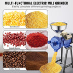VEVOR Electric Grain Mill Grinder, 3000W Spice Grinders, Commercial Corn Mill with Funnel, Thickness Adjustable Powder Machine, Heavy Duty Feed Flour Cereal Mill Wheat Grinders, Dry Grinder